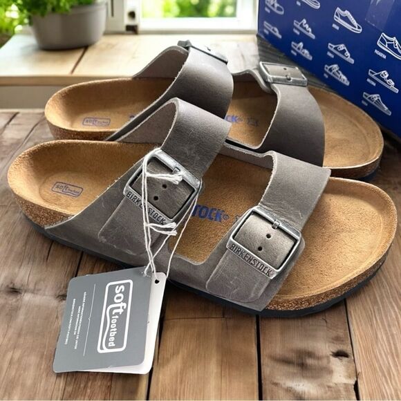 BIRKENSTOCK ARIZONA IRON Soft Footbed Waxy Leather Regular Fit - Picture 3 of 16